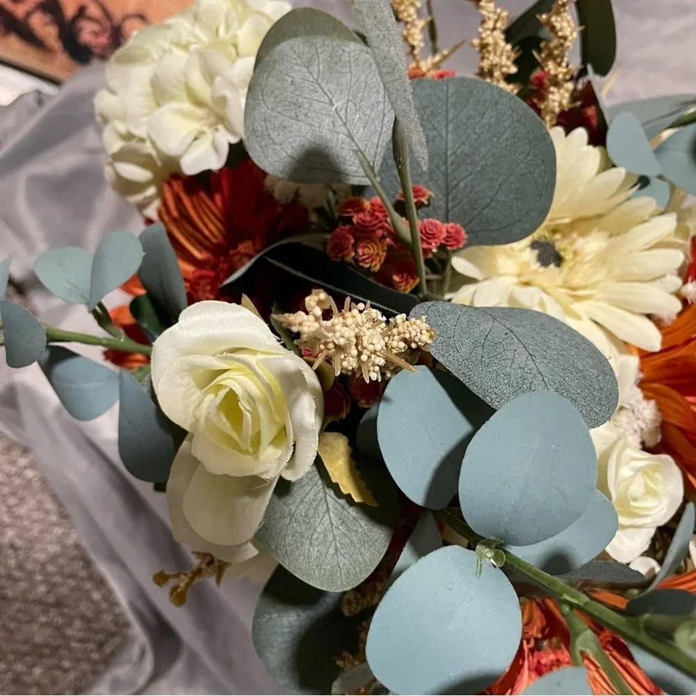 Vibrant Handmade Floral Arrangement in Green Vase